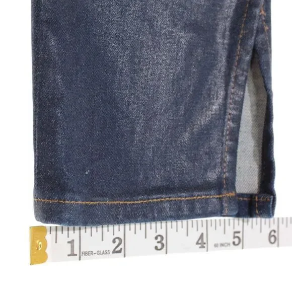 Simkhai NWT Coated High Rise Skinny Jeans Size 26 US In Blue Cotton Blend Denim